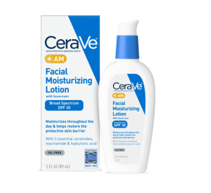 CeraVe AM Lotion Face Moisturizer with SPF 30, Normal to Oily Skin Sun Protection, 2 fl oz